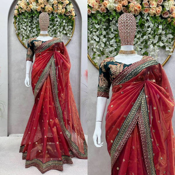 Stunning Red Color Jimmy choo Saree