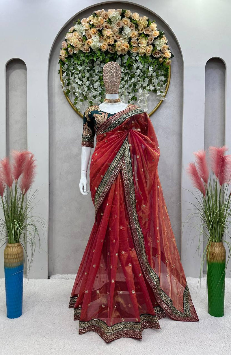 Stunning Red Color Jimmy choo Saree