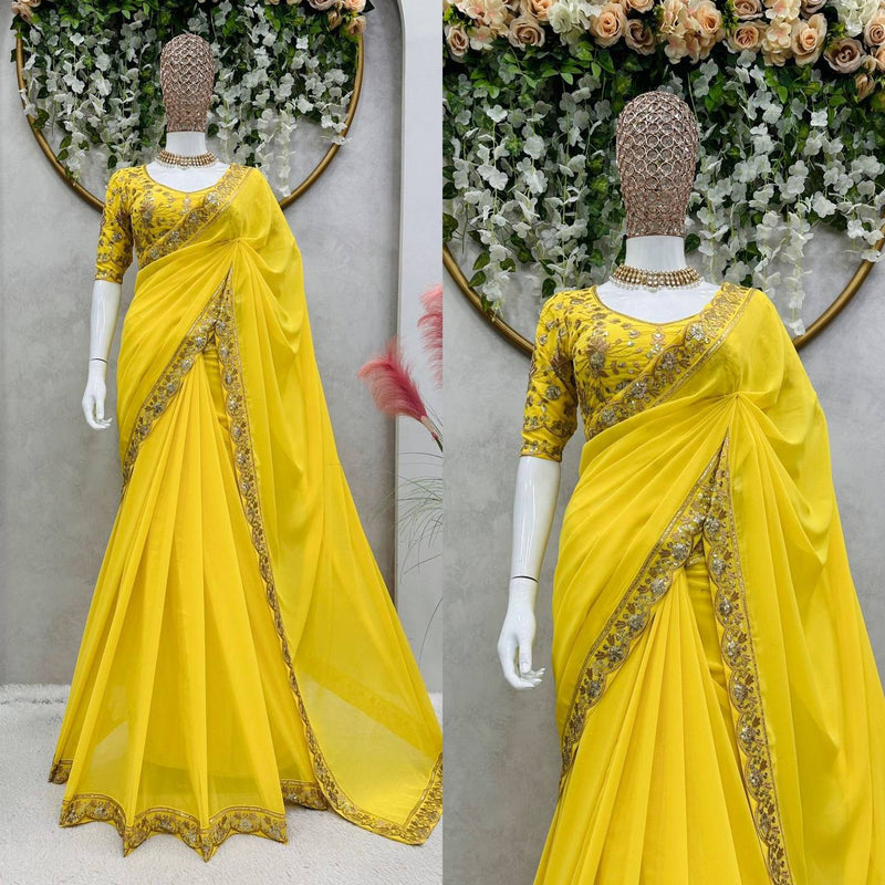 Beautiful Designer Saree on Faux Georgette Febric