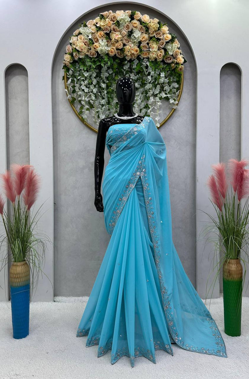 Stylady   Georgette Sequence work saree