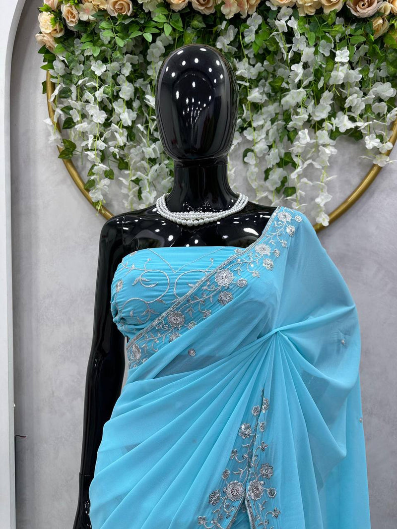 Stylady   Georgette Sequence work saree