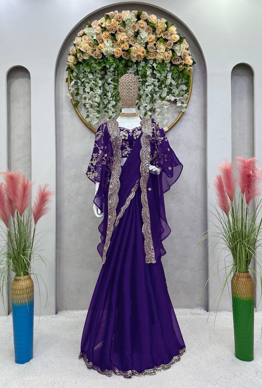 Ready-to-Wear Jimmy Choo Saree Set with Stunning Thread & Sequin Work