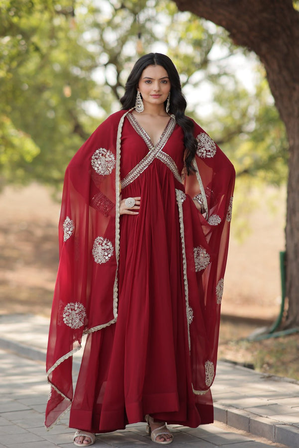 Premium Readymade Alia Cut Gown with Dupatta Set