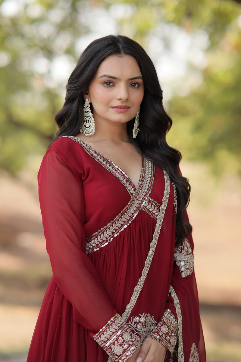 Premium Readymade Alia Cut Gown with Dupatta Set