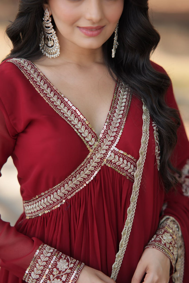 Premium Readymade Alia Cut Gown with Dupatta Set
