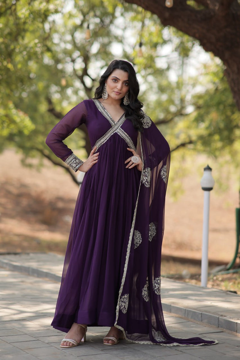 Premium Readymade Alia Cut Gown with Dupatta Set