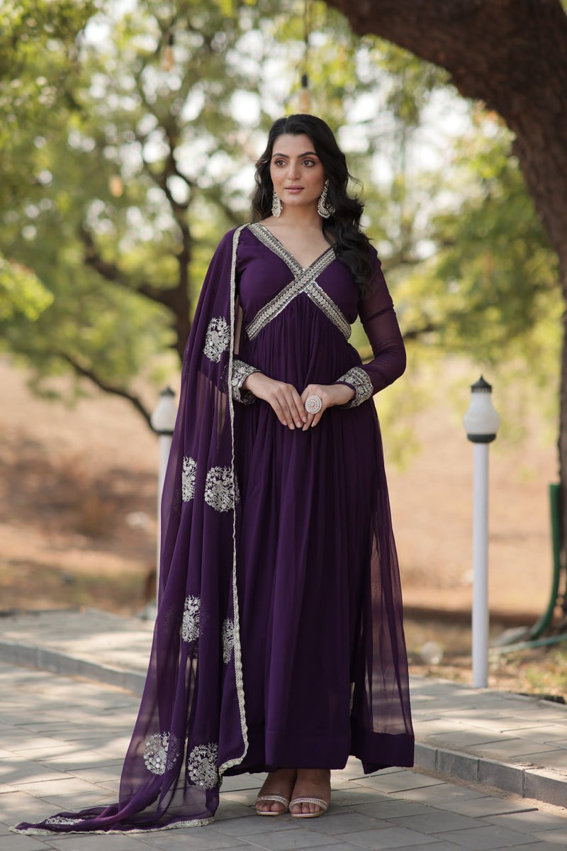 Premium Readymade Alia Cut Gown with Dupatta Set
