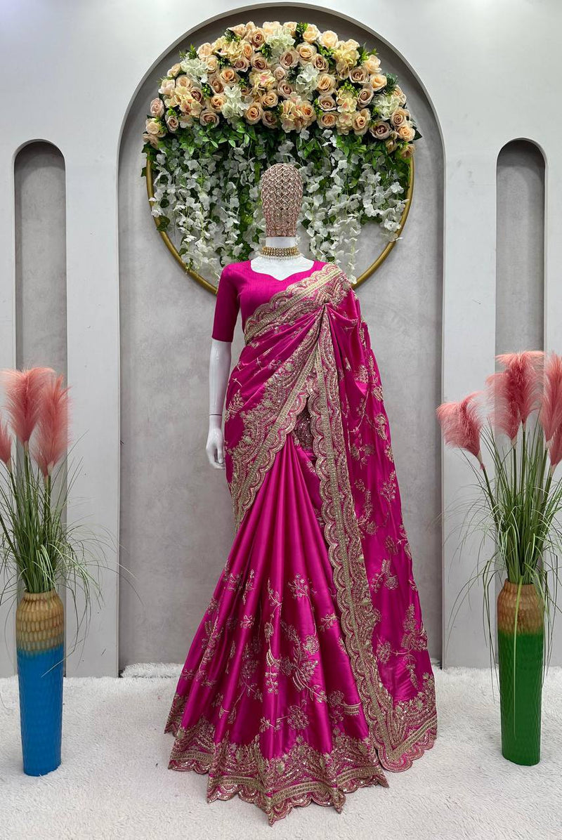 Designer Saree with Coding and Sequence Work