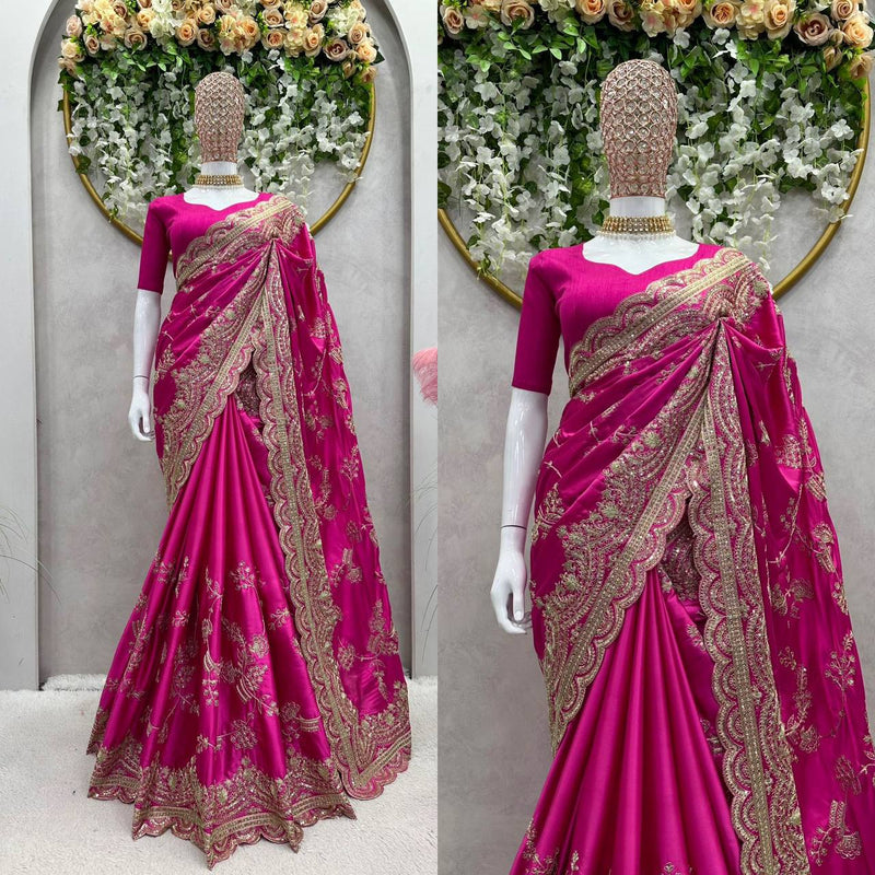 Designer Saree with Coding and Sequence Work