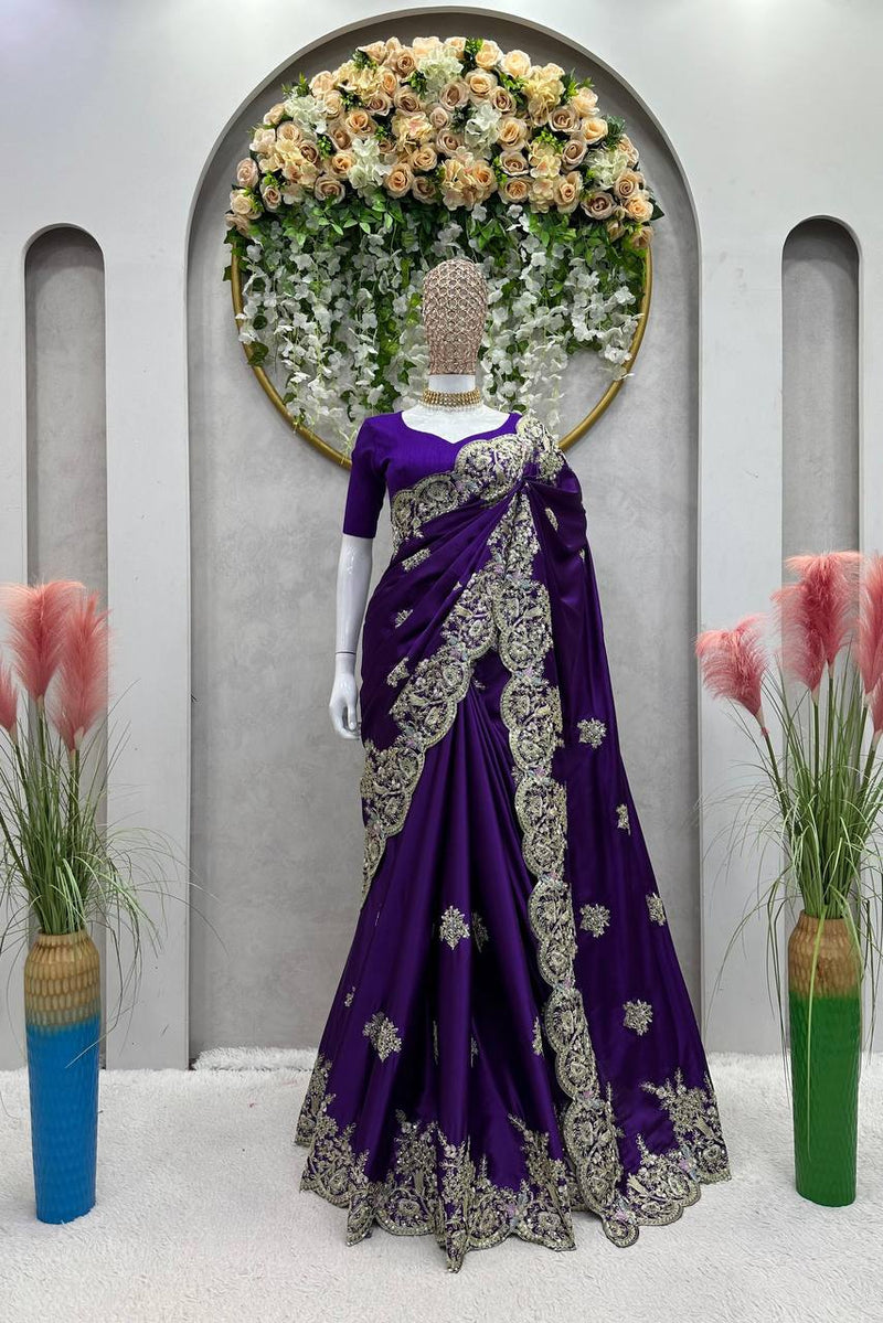 Designer Saree with Coding and Sequence Work