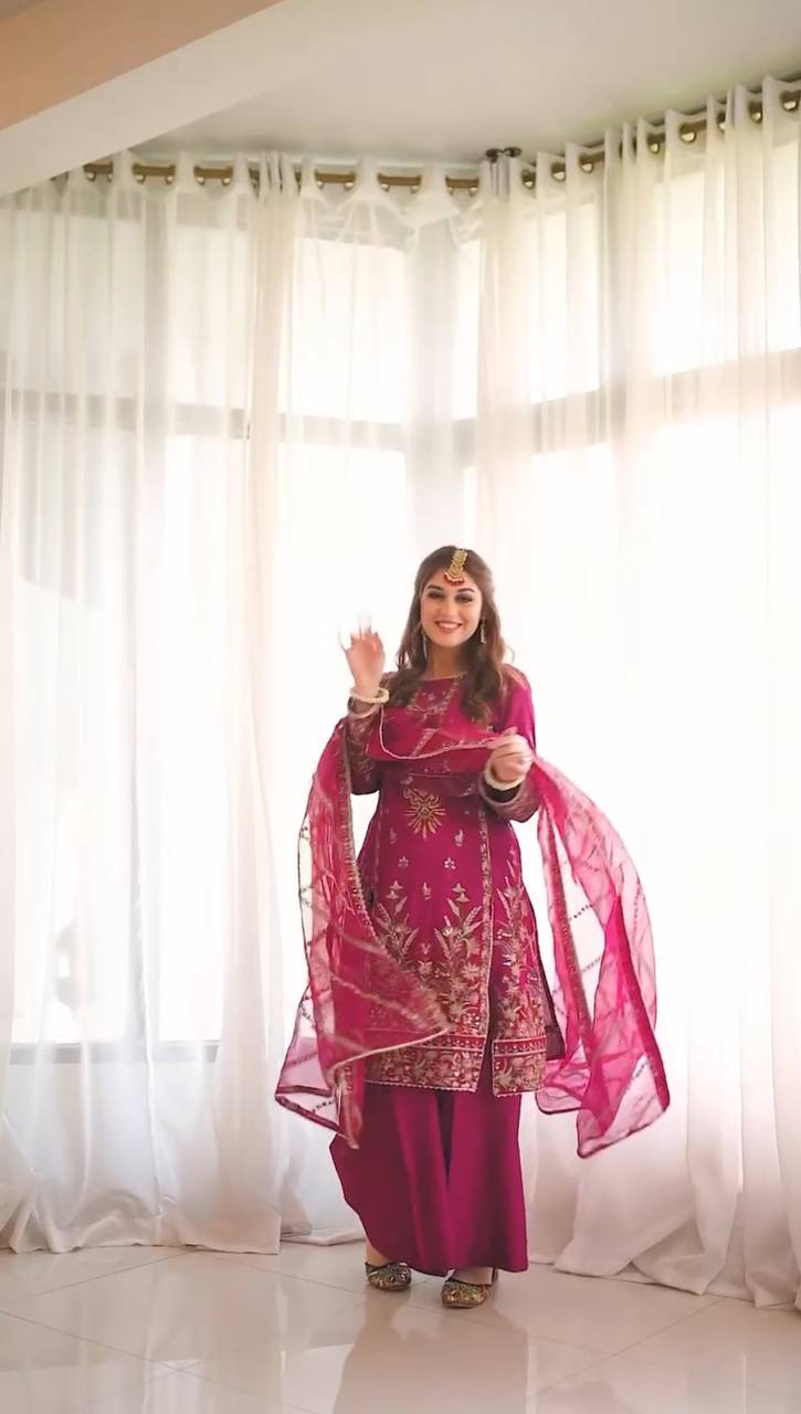 Designer Suit with Pant and Dupatta Set