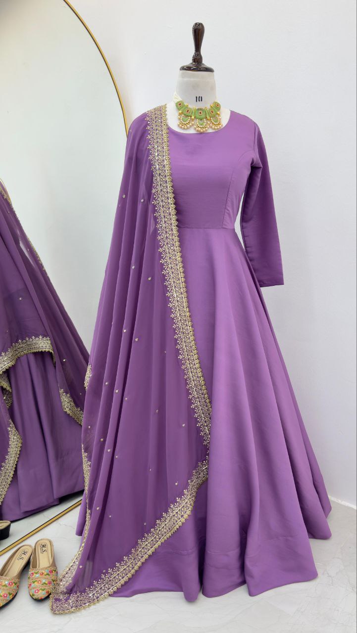 Regal Purple French Fabric Gown