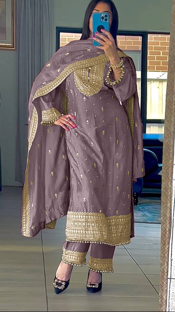 Elegant Designer Collection in Heavy Chinnon Silk and Embroidery Sequence Work