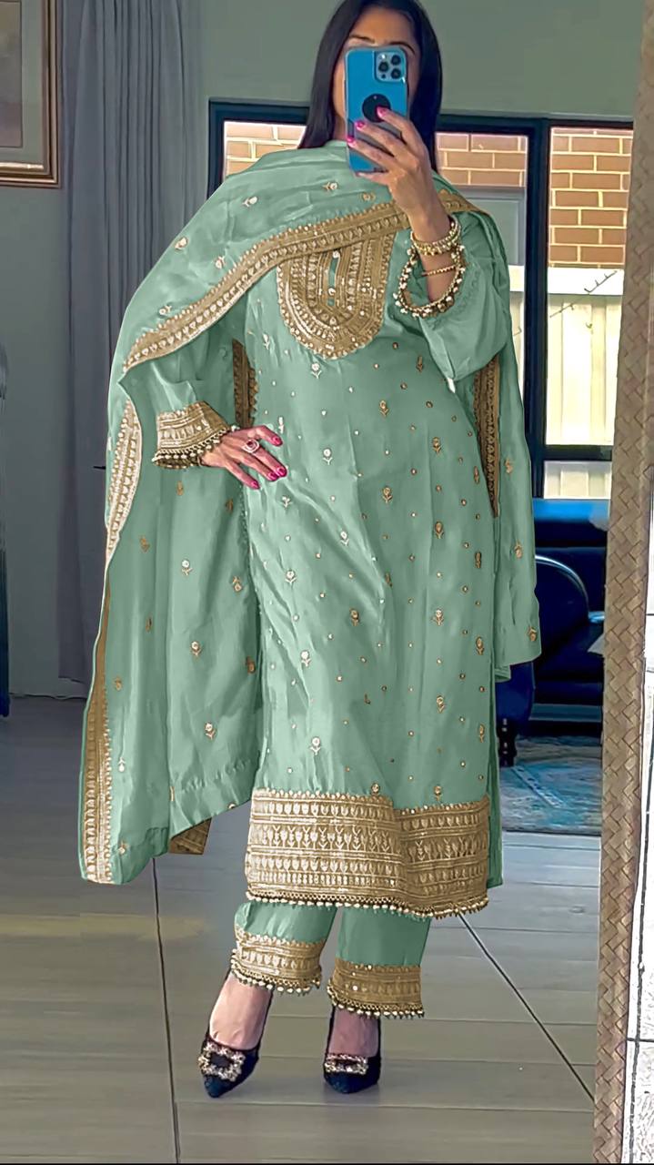 Elegant Designer Collection in Heavy Chinnon Silk and Embroidery Sequence Work