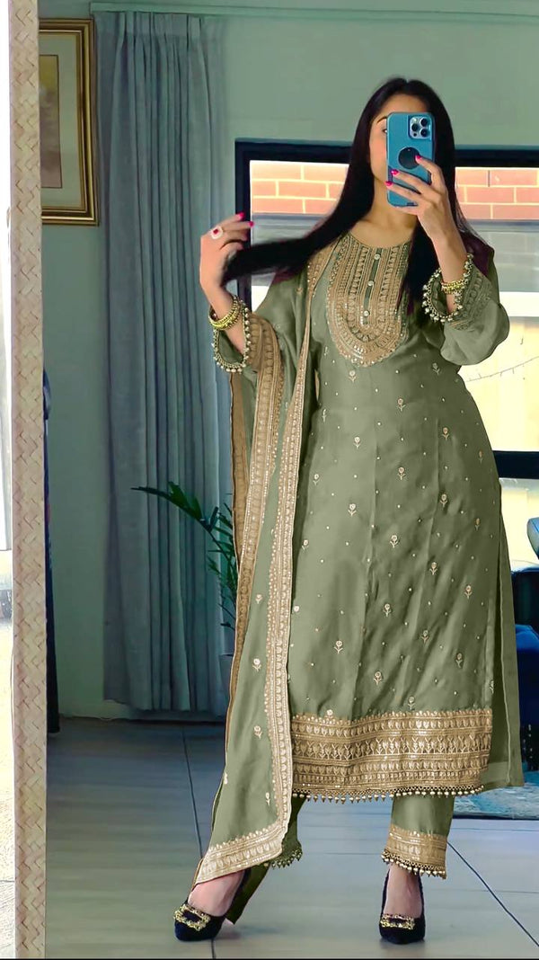 Elegant Designer Collection in Heavy Chinnon Silk and Embroidery Sequence Work