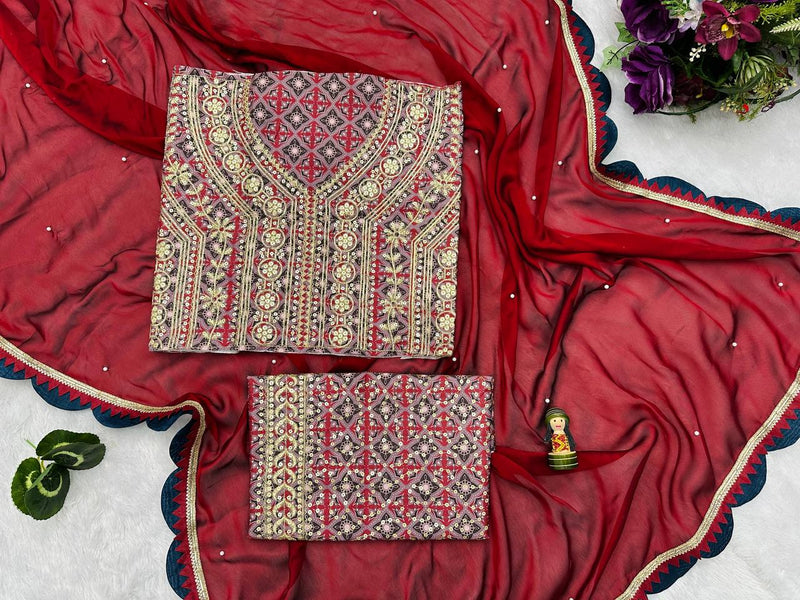 Celebrity-Inspired Blooming Rangoli Saree with Pearl Moti Work & Embroidered Silk Blouse