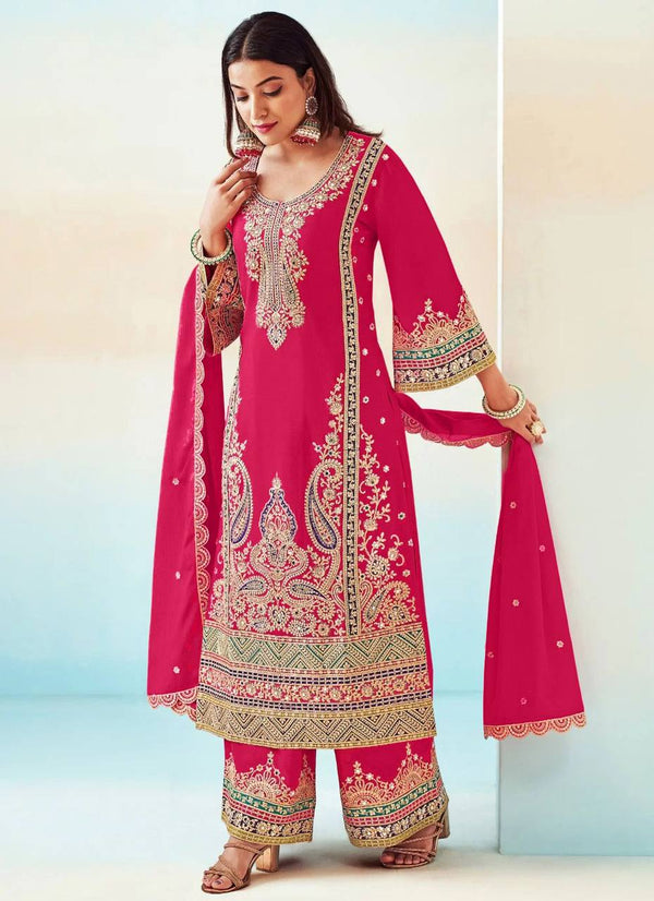 Premium Chinon Embroidered Suit Set