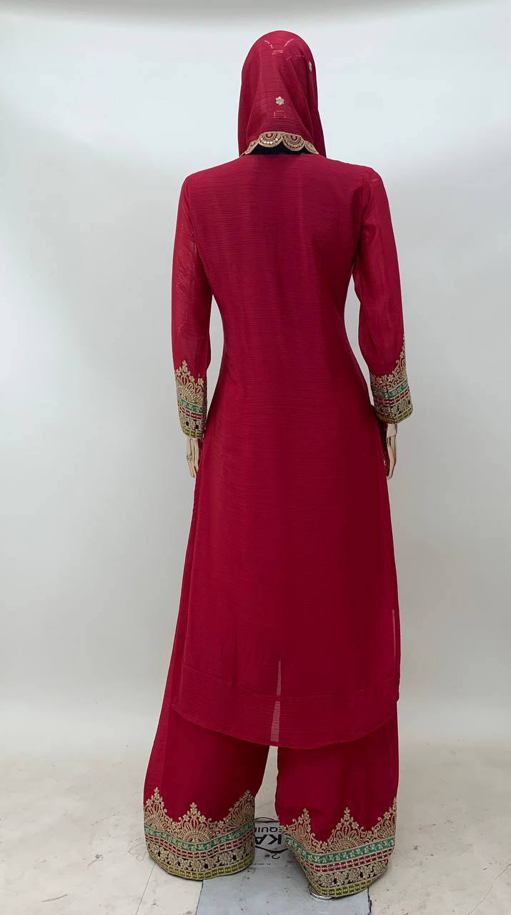 Premium Chinon Embroidered Suit Set