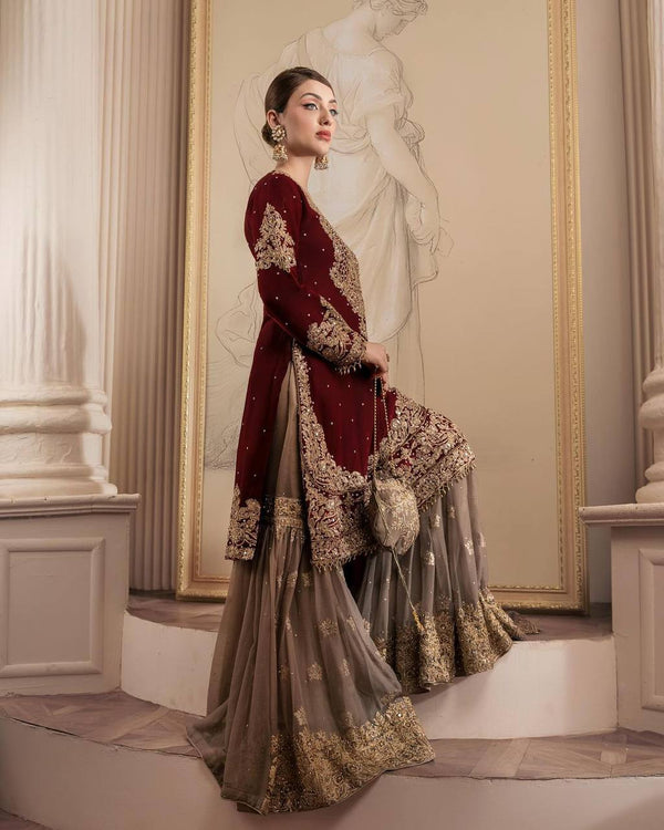 Designer Faux Georgette Suit with Sharara & Dupatta