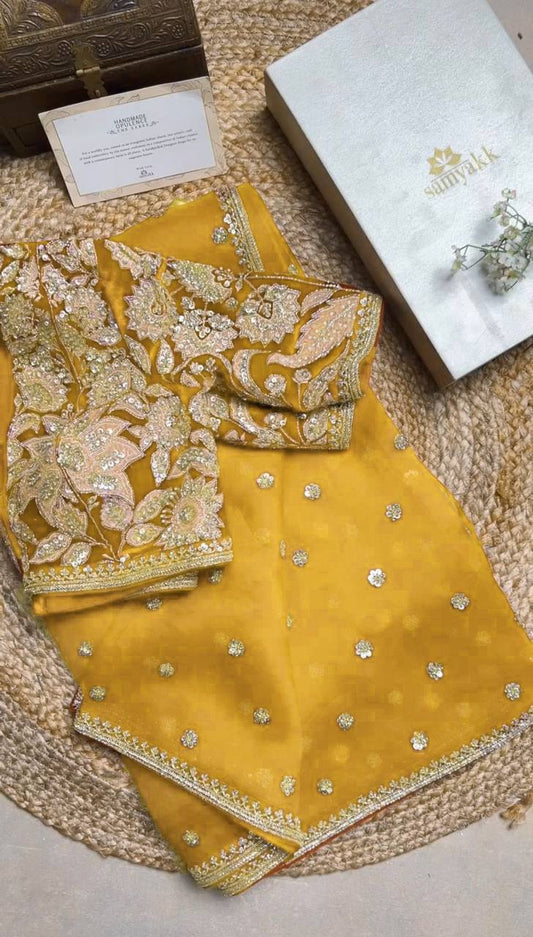 Glamorous Designer Saree in Jimmy Chu Fabric with Thread & Sequin Work