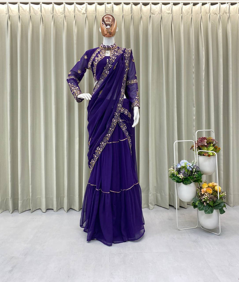 Wedding Season Special: Fancy Party Wear Faux Georgette Lehenga Saree