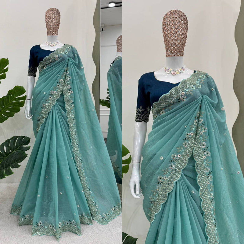 Elegant Designer Crunchy Silk Saree