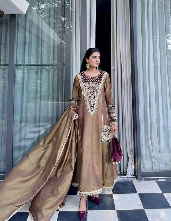 EID SPECIAL DESIGNER FLARED SUIT SET WITH PANT & DUPATTA