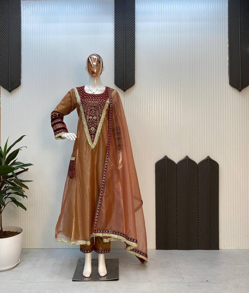 EID SPECIAL DESIGNER FLARED SUIT SET WITH PANT & DUPATTA