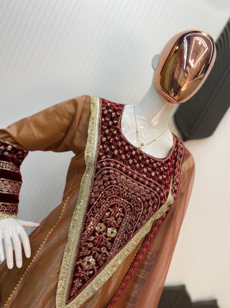 EID SPECIAL DESIGNER FLARED SUIT SET WITH PANT & DUPATTA