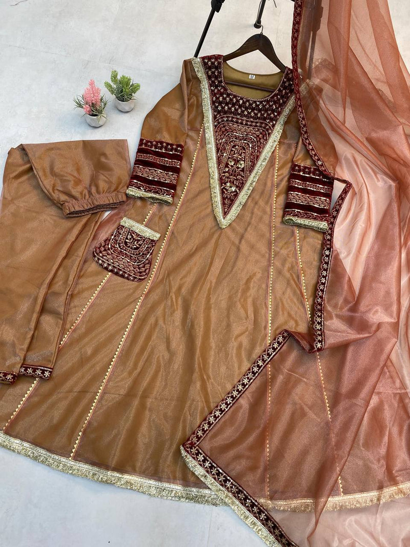 EID SPECIAL DESIGNER FLARED SUIT SET WITH PANT & DUPATTA