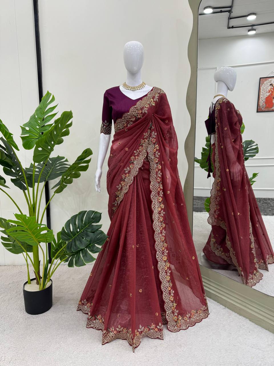 Elegant Designer Crunchy Silk Saree