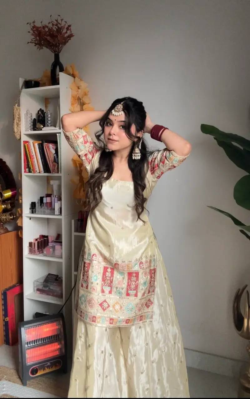NEW DESIGNER PARTY WEAR TOP & PALAZZO SET WITH FANCY DUPATTA