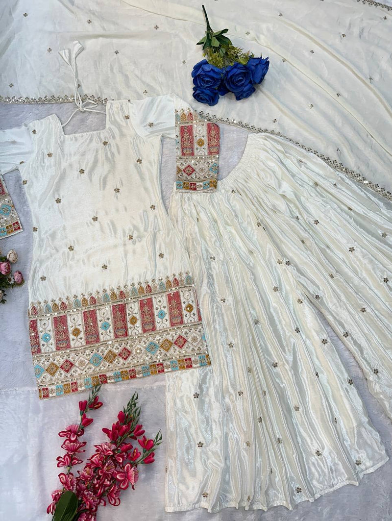 NEW DESIGNER PARTY WEAR TOP & PALAZZO SET WITH FANCY DUPATTA