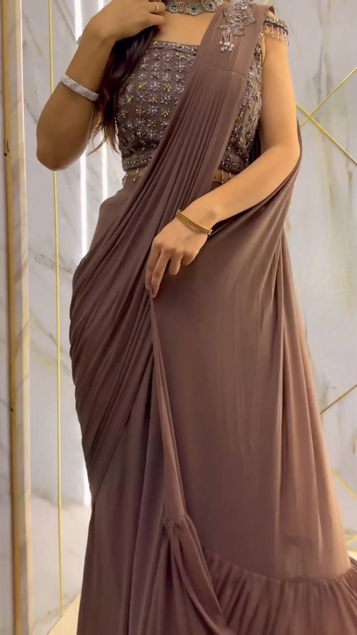 Ready-to-Wear Sequence Embroidered Faux Georgette Saree