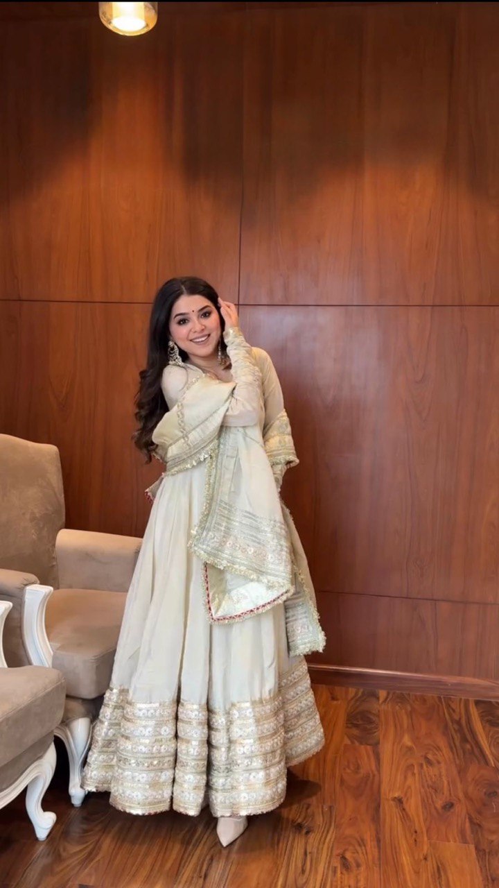 DESIGNER CHINON TOP, PANT & DUPATTA SET