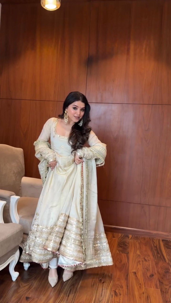 DESIGNER CHINON TOP, PANT & DUPATTA SET