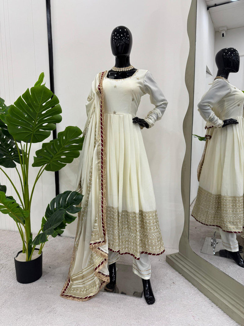 DESIGNER CHINON TOP, PANT & DUPATTA SET