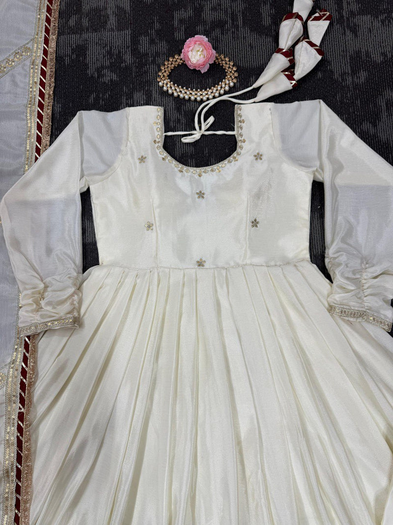 DESIGNER CHINON TOP, PANT & DUPATTA SET