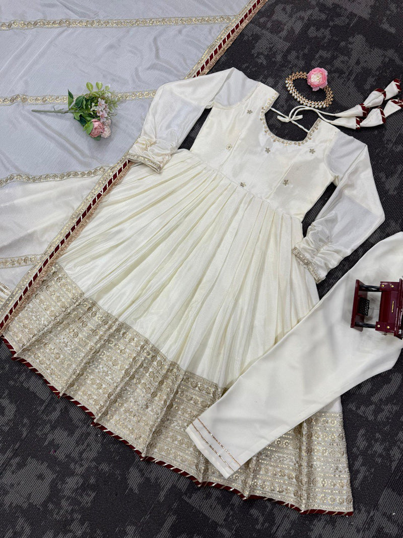 DESIGNER CHINON TOP, PANT & DUPATTA SET