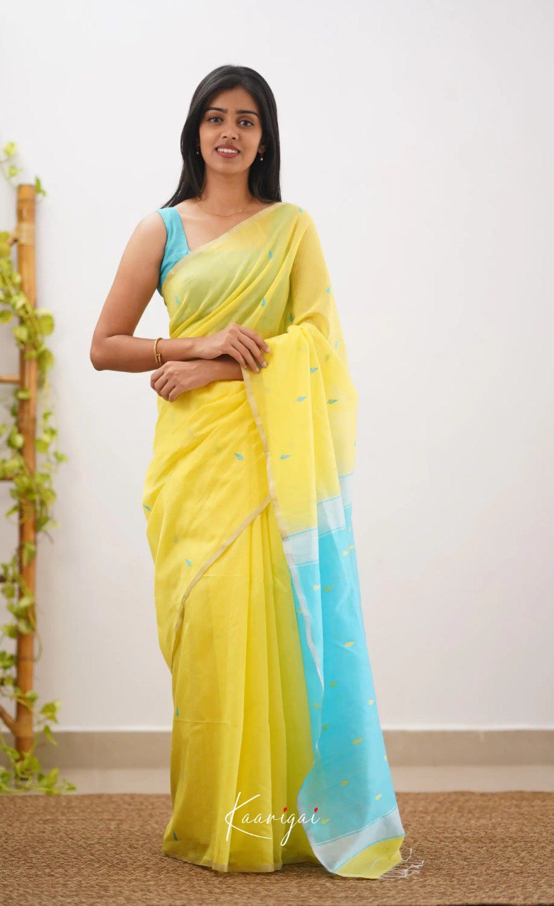 Elegant Contrast Jacquard Lilan Slab Cotton Saree