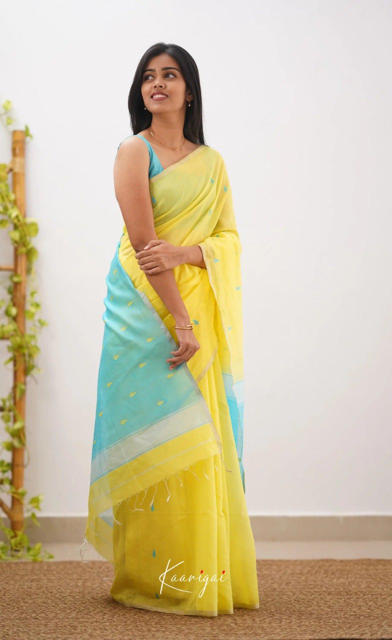 Elegant Contrast Jacquard Lilan Slab Cotton Saree