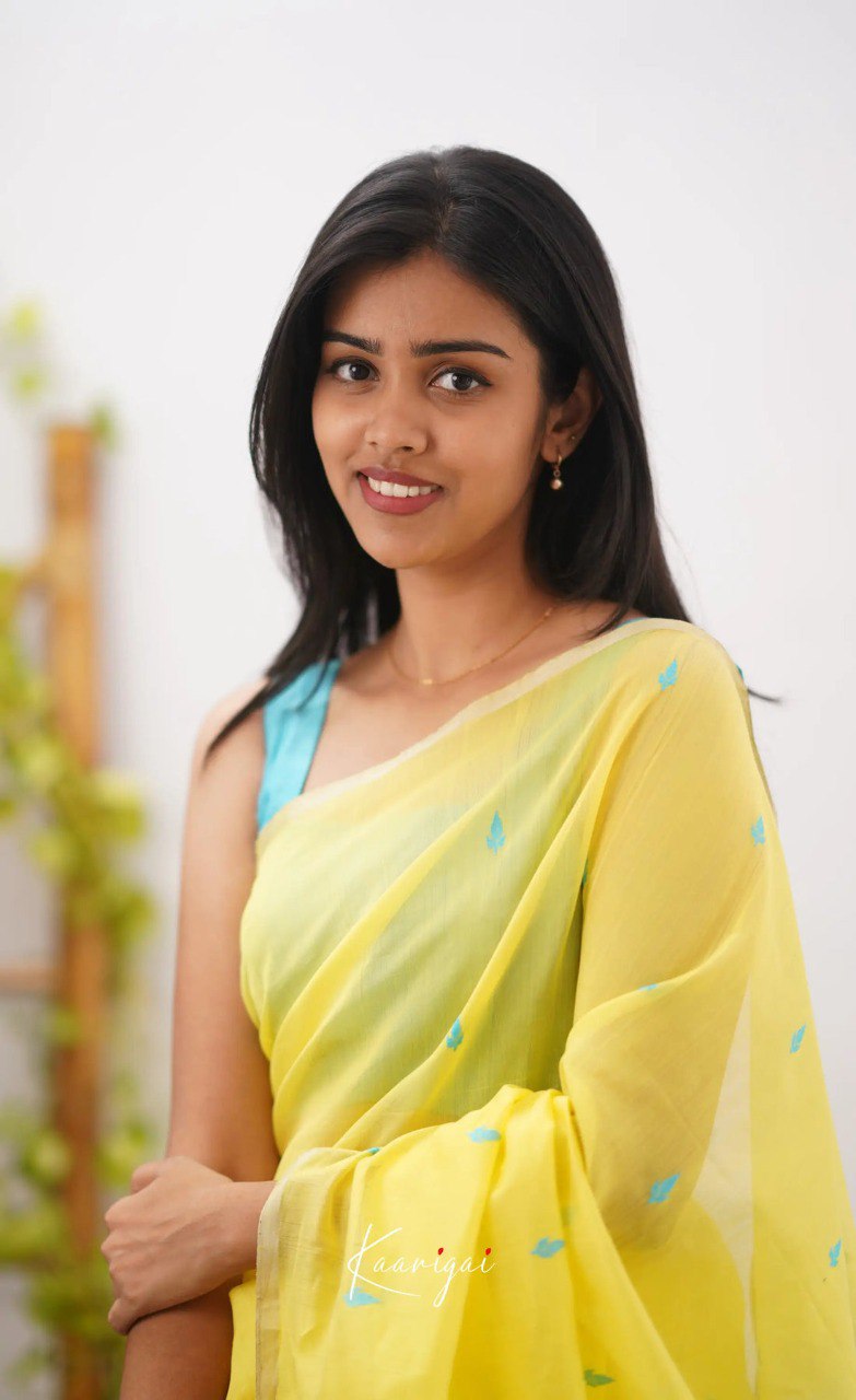 Elegant Contrast Jacquard Lilan Slab Cotton Saree