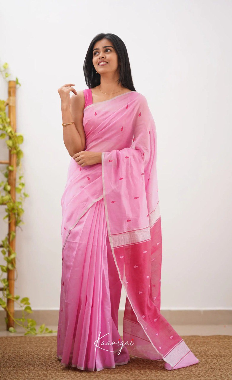 Elegant Contrast Jacquard Lilan Slab Cotton Saree