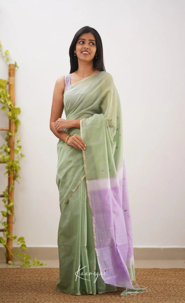Elegant Contrast Jacquard Lilan Slab Cotton Saree