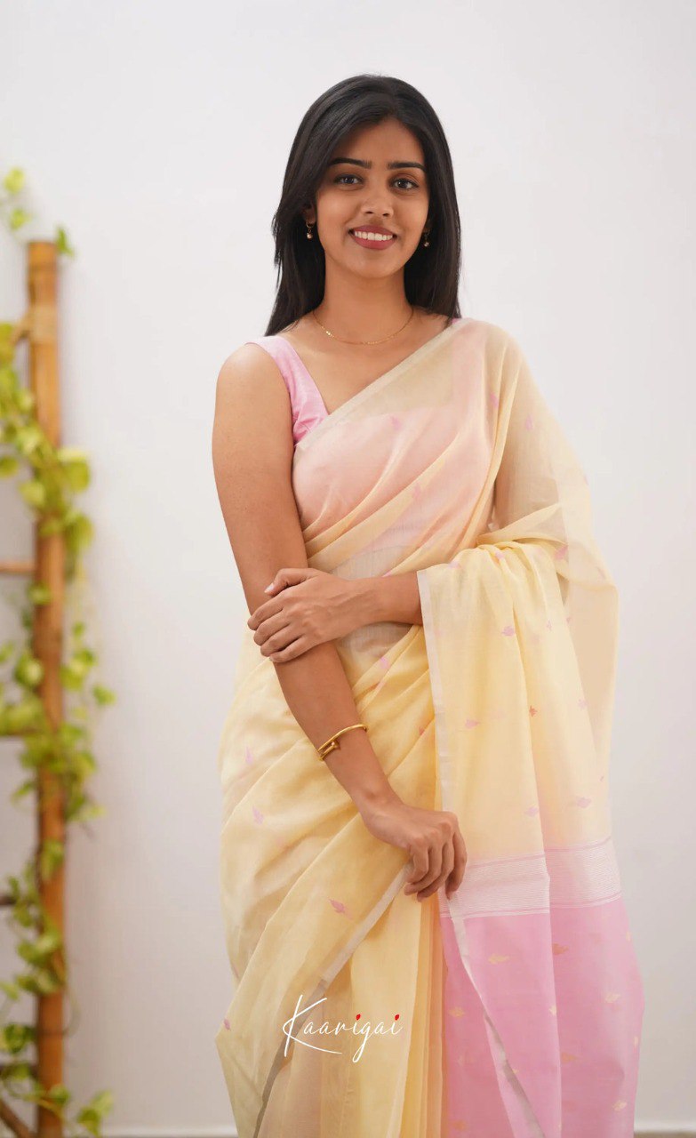 Elegant Contrast Jacquard Lilan Slab Cotton Saree