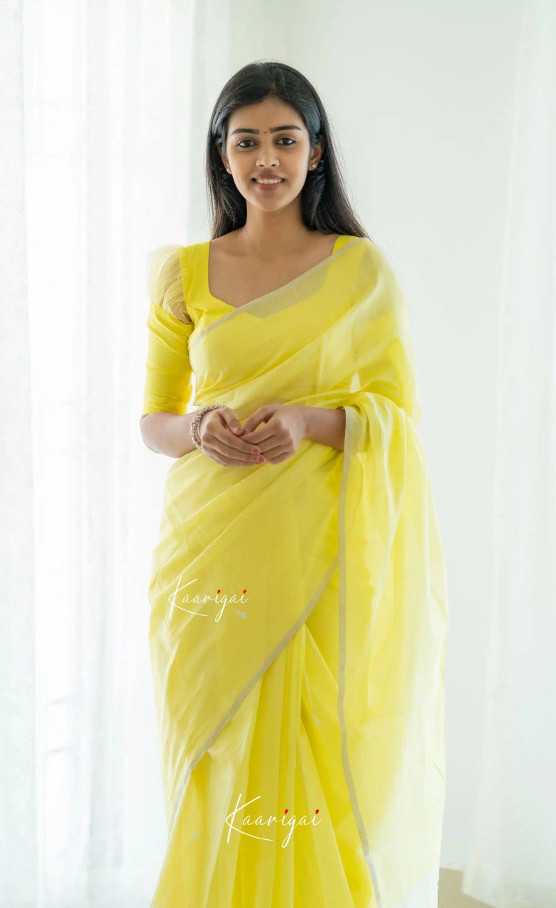 Elegant Contrast Jacquard Lilan Slab Cotton Saree
