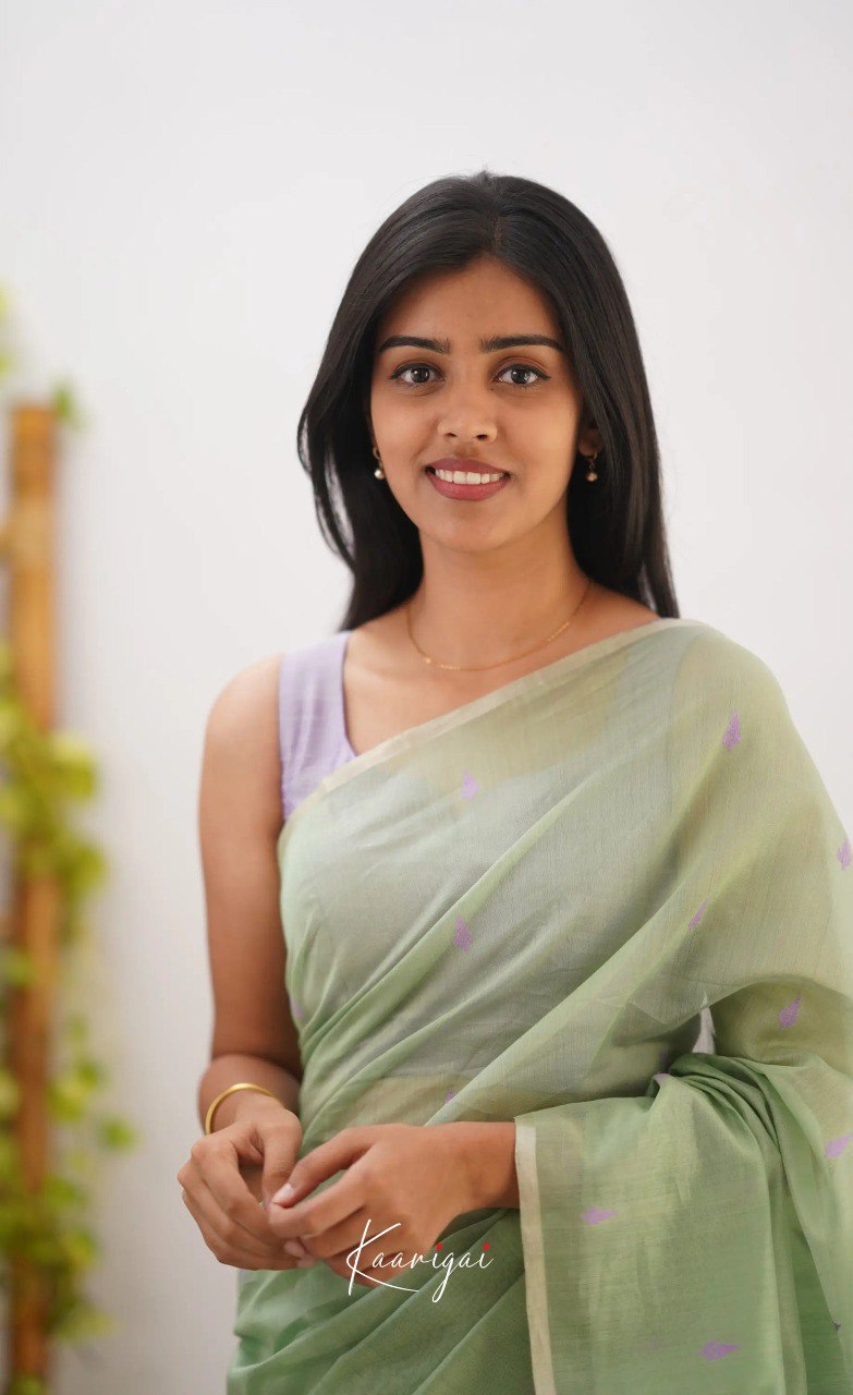 Elegant Contrast Jacquard Lilan Slab Cotton Saree