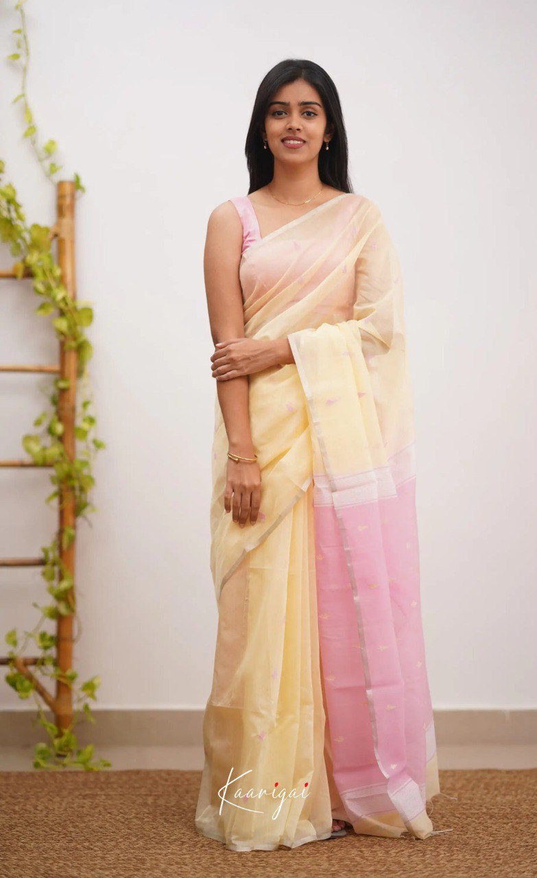 Elegant Contrast Jacquard Lilan Slab Cotton Saree