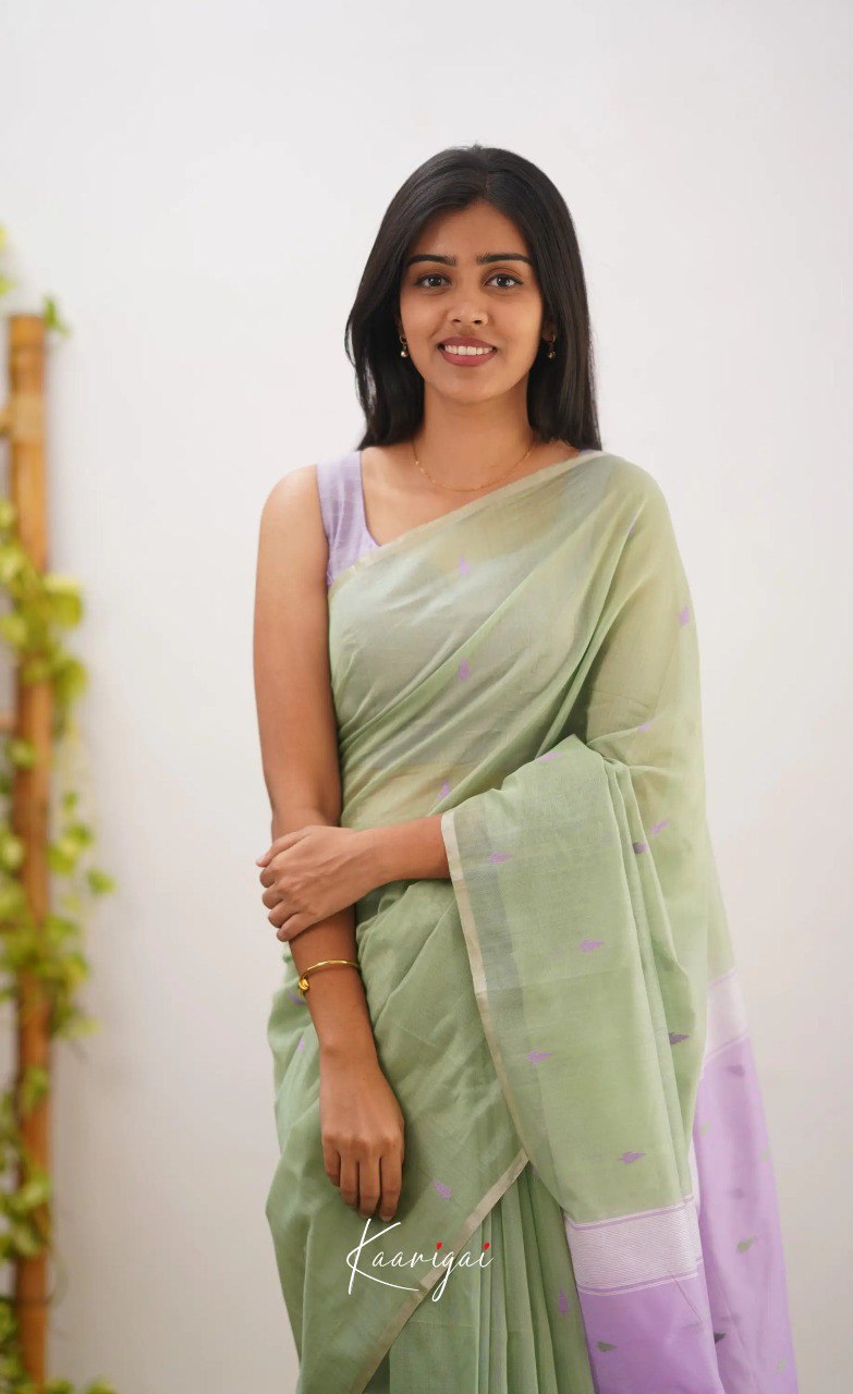 Elegant Contrast Jacquard Lilan Slab Cotton Saree