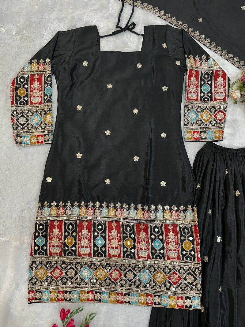 NEW DESIGNER PARTY WEAR TOP & PALAZZO SET WITH FANCY DUPATTA